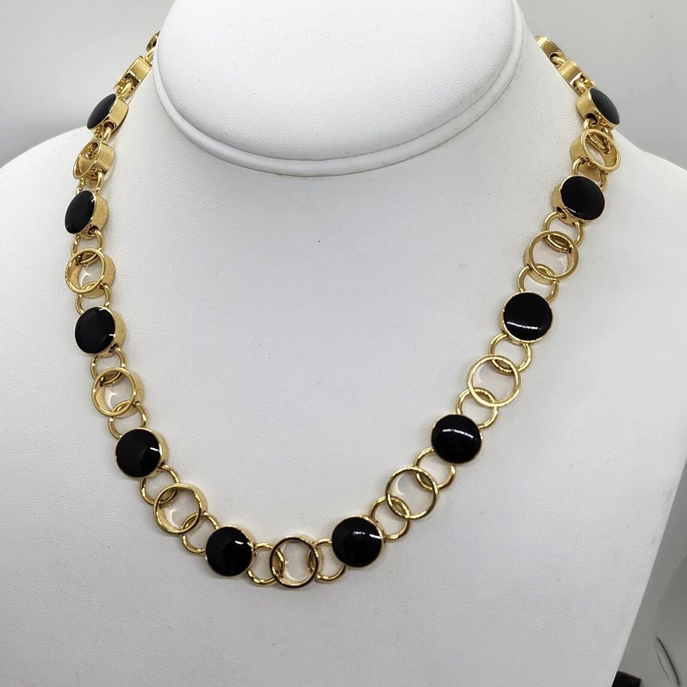 Liz Claiborne Gold Tone And Black Necklace